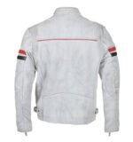 Men’s Biker Style White Leather Jacket BK04 - Image 2