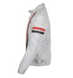 Men’s Biker Style White Leather Jacket BK04 - Image 3