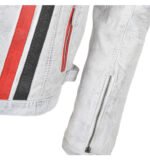 Men’s Biker Style White Leather Jacket BK04 - Image 4