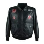 Collared Aviator Leather Airforce Jacket For Men