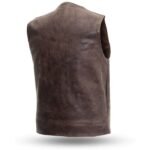 Men's Brown Motorcycle Leather Vest - Image 3
