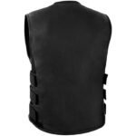 Leather Black Biker Vest With Two Front Pocket - Image 3