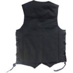 Biker Men’s Black Vest With Side Laces In Leather - Image 3