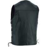 Men's Black Genuine Leather Biker Vest - Image 3