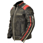 Cafe Racer Men’s Distressed Black Leather Jacket - Image 2
