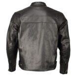 Men's Stand Up Collar Jacket In Black Leather - Image 3