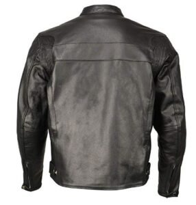 Men's Stand Up Collar Jacket In Black Leather - Image 3
