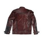 Men’s Distressed Biker Maroon Leather Jacket - Image 2