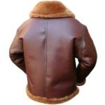 Brown Leather Bomber Single Belted Jacket - Image 4