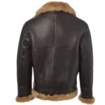 Leather Shearling Brown Fur Jacket In Aviator Style - Image 3