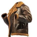 Men’s Brown Leather Aviator Jacket - Image 3