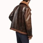 Men’s Brown Leather Aviator Jacket - Image 4