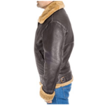 Leather Fur Brown Jacket Men’s In Aviator Style - Image 3