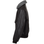 Leather Grey Fur Collar Jacket In Aviator Style - Image 5