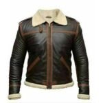 Men’s Aviator Fur Collar Brown Leather Jacket