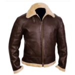 Men’s Brown Leather Aviator Jacket With Fur Collar