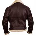 Men’s Brown Leather Aviator Jacket With Fur Collar - Image 3