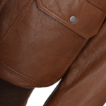 Brown Leather Jacket With Fur Collar In Aviator Style - Image 5