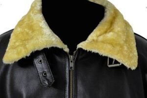 Men’s Leather Black Aviator Jacket - Image 3