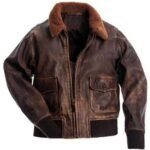 Men's Aviator Distressed Leather Jacket In Brown
