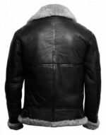 Aviator Black RAF B3 Shearling Grey Fur Leather Jacket - Image 2