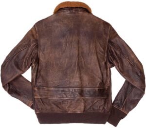 Men's Aviator Distressed Leather Jacket In Brown - Image 3