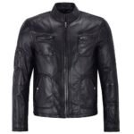 Biker Black Racer Leather Jacket For Men