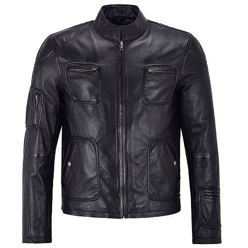 BIKER-BLACK-LEATHER-JACKET-FOR-MEN.jpg Biker Black Racer Leather Jacket For Men - Image 1