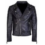 Black Leather Biker Slim Fit Jacket Men’s