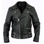Black Leather Men’s Quilted Jacket In Brando Style