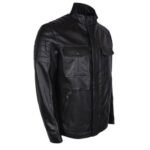 Men's Black Cafe Racer Jacket Leather - Image 3
