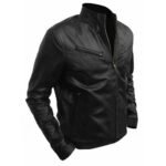 Men’s Black Zipper Jacket In Cafe Racer Style - Image 2