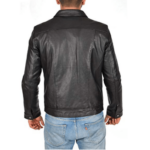 Men’s Black Leather Biker Cafe Racer Jacket - Image 4