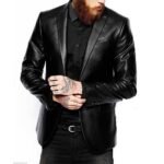 Black Leather Blazer For Men