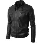 BLACK MEN'S CAFE RACE LEATHER JACKET
