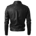 BLACK MEN'S CAFE RACE LEATHER JACKET - Image 3