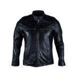 Cafe Racer Quilted Jacket For Men In Black Leather