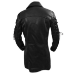 Black Leather Long Trench Coat For Men - Image 3