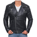 Black Leather Biker Men’s Brando Jacket - Image 2