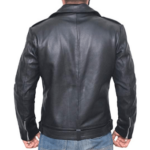 Black Leather Biker Men’s Brando Jacket - Image 3