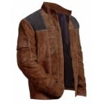 Brown Suede Leather Jacket In Biker Style - Image 2