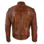 Brown Leather Cafe Racer Jacket For Men’s - Image 3