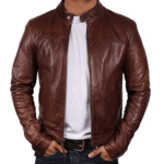 Brown Cafe Racer Leather Jacket Men’s