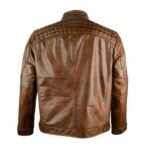 Men’s Light Brown Leather Jacket In Cafe Racer - Image 4