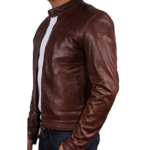 Brown Cafe Racer Leather Jacket Men’s - Image 3