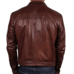 Brown Cafe Racer Leather Jacket Men’s - Image 4