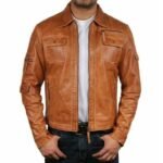 Cafe Racer Brown Distressed Leather Jacket For Men