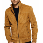 Leather Brown Suede Cafe Racer Jacket