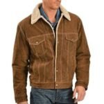 Men’s Leather Brown Suede Shearling Jacket