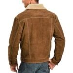 Men’s Leather Brown Suede Shearling Jacket - Image 3